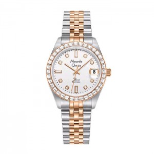 Alexandre Christie AC 5013 Silver Rosegold White Diamond Ring LDBTRSLDR